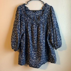 Talbots Blue Geo Global Boho Blouse 3x